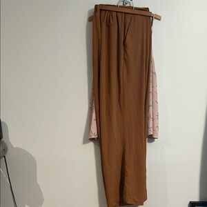 Elegant Tan Wide Leg Women's Pants